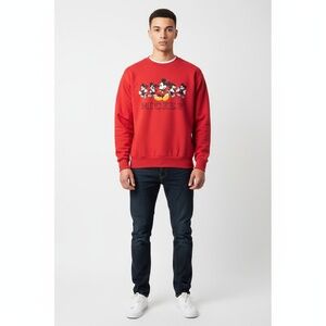 Disney Store Vintage Mickey Mouse Graphic Crewneck Sweatshirt Red Unisex Medium